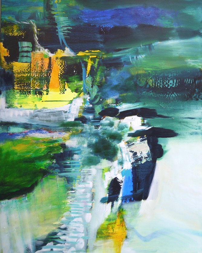 Am Fluss 2021 gemeinsam mit Jasmin Maavenian 100 x 80 cm 