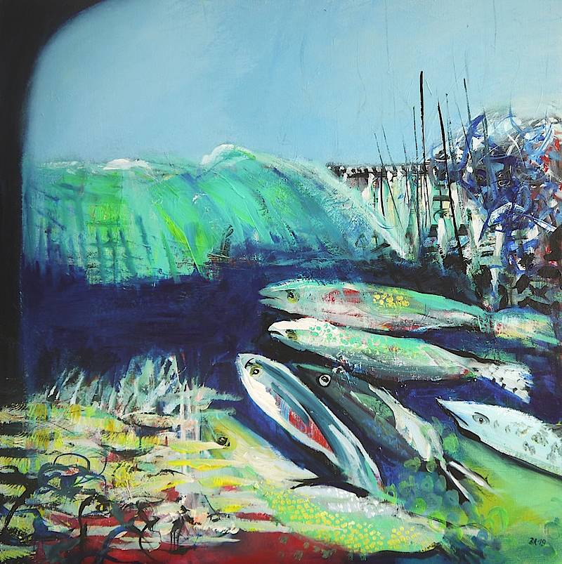 Fische 1 2019 80 x 80 cm  