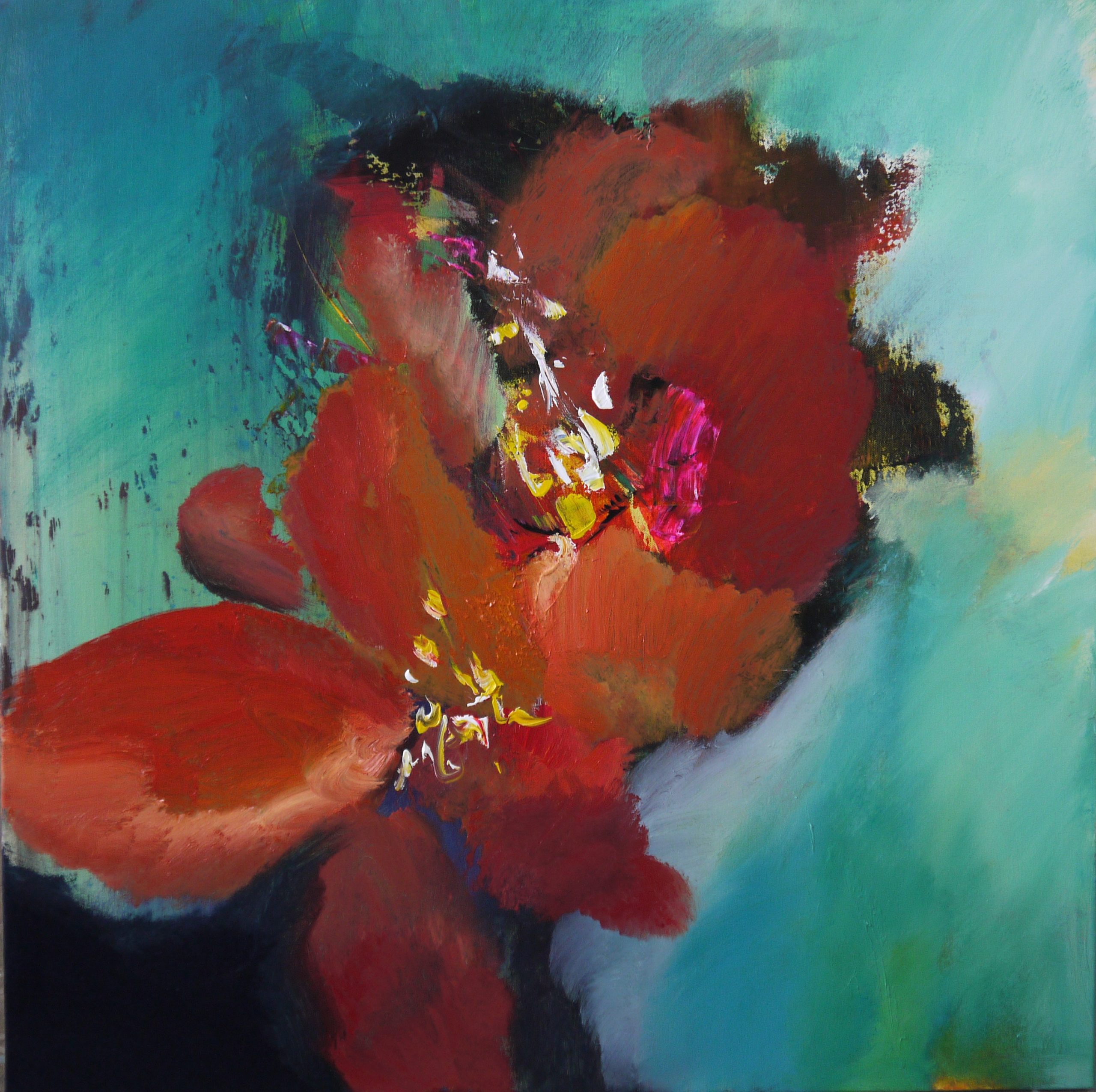 Rote Blüten 1 2013 80 x 80 cm